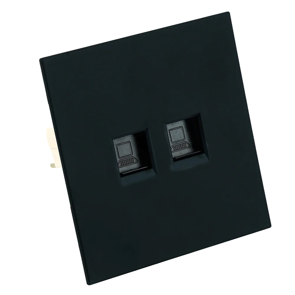 Розетка компьютерная 2-местная RJ-45 (механизм), STEKKER, серия Мия, RST00-3111-05, черный бархат