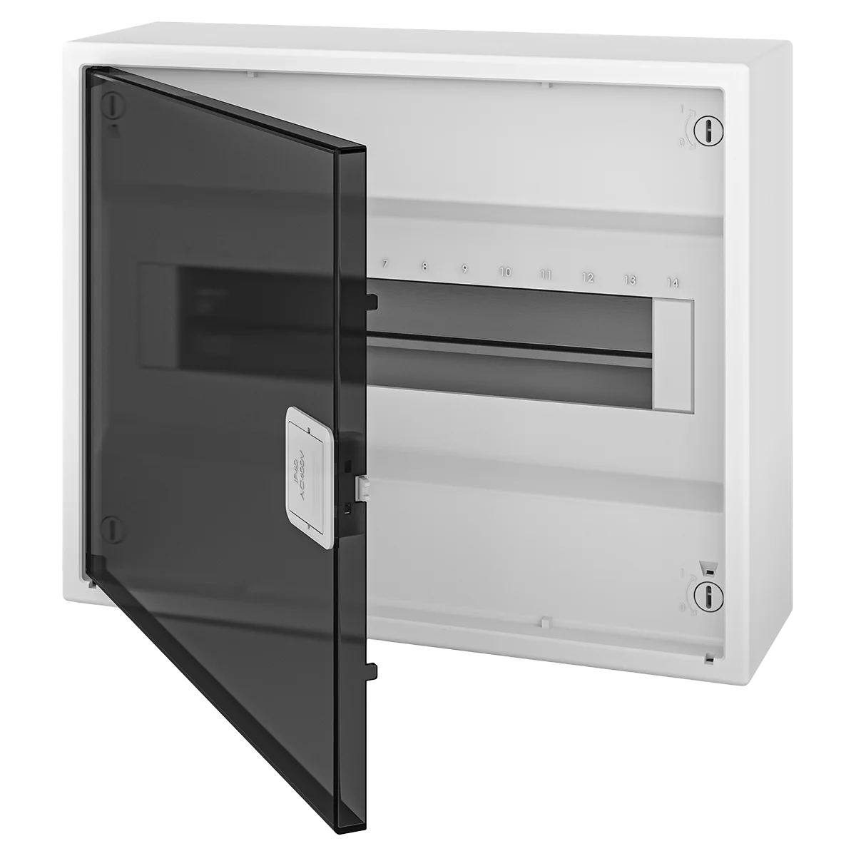 N12-ALFA, Щит навесной, 1 ряд, 12+2 мод., прозрач. дверца, IP40