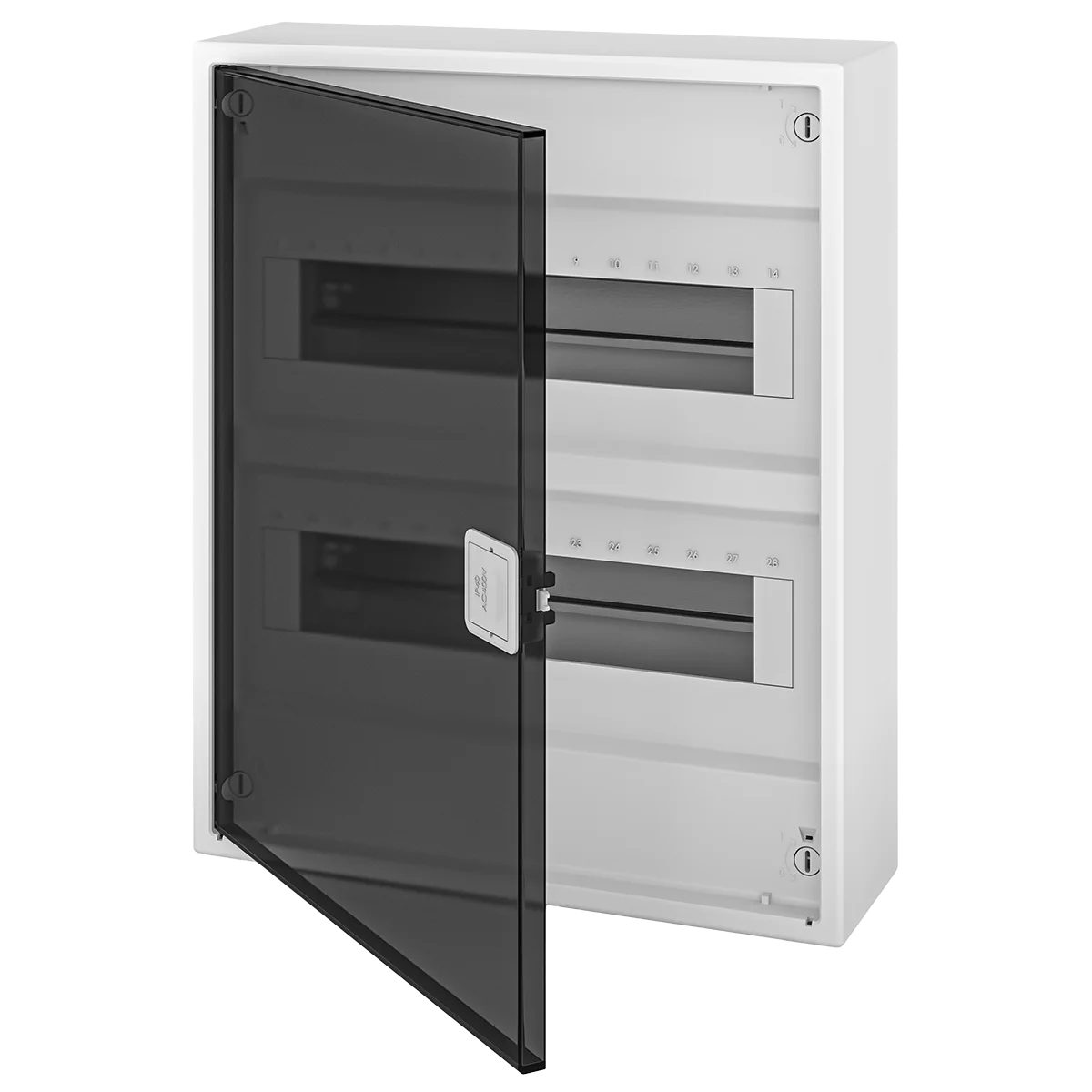 N24-ALFA, Щит навесной, 2 ряда, 24+4 мод., прозрач. дверца, IP40