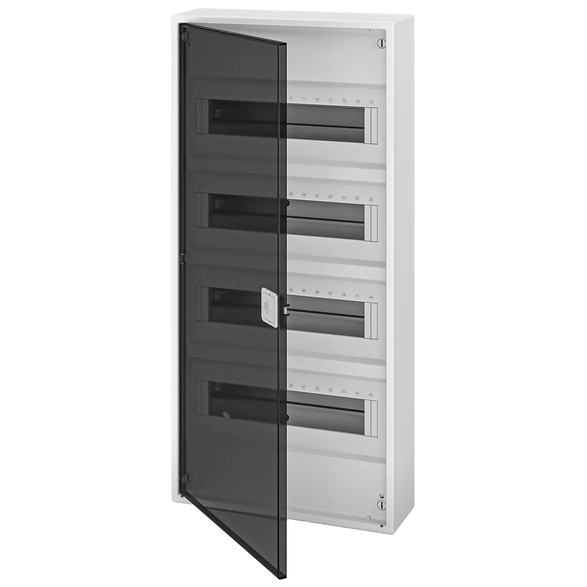 N48-ALFA, Щит навесной, 4 ряда, 48+8 мод., прозрач. дверца, IP40