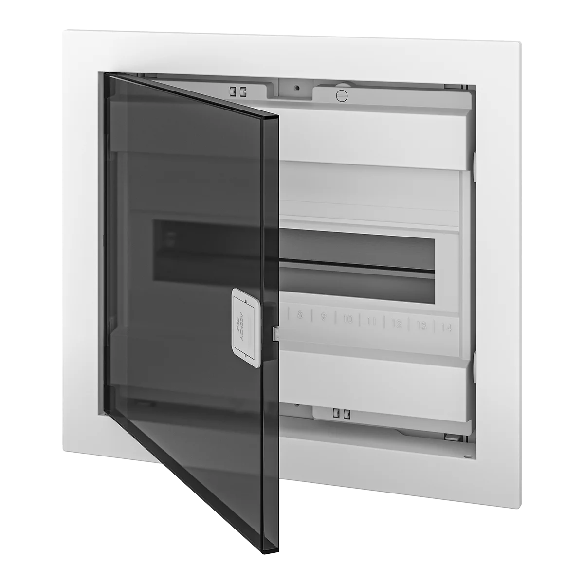 U12FP, Щит встраиваемый, 1 ряд, 12+2 мод., прозрач. дверца, IP40