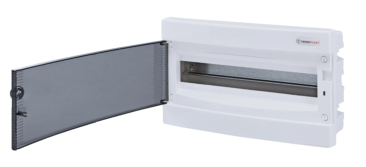 U18C, Щит встраиваемый, 1 ряд, 18 мод., прозрач. дверца, IP40