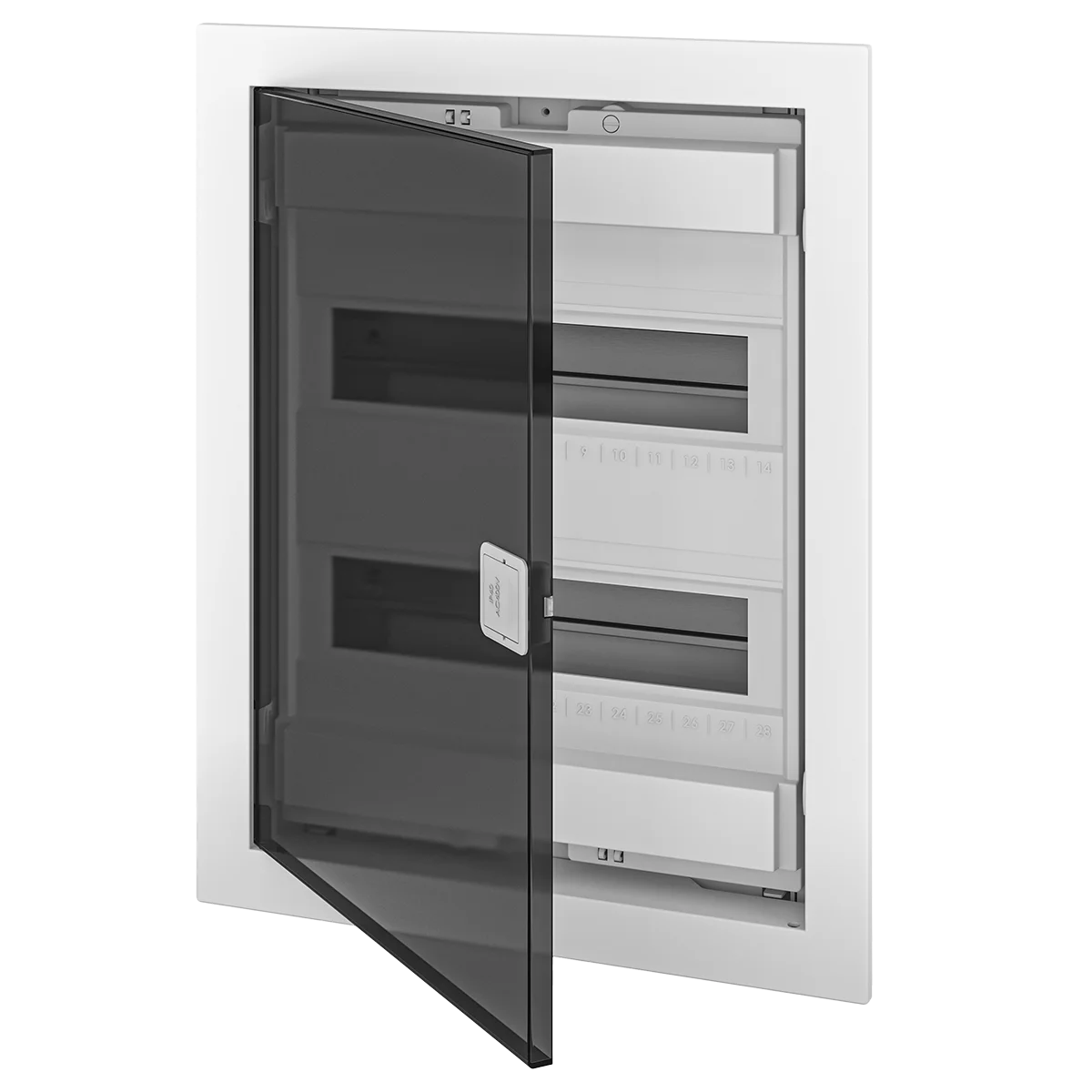 U24FP, Щит встраиваемый, 2 ряда, 24+4 мод., прозрач. дверца, IP40