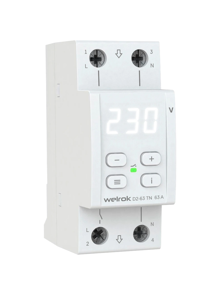 Реле напряжение Welrok D2-63 TN с транзитом нуля